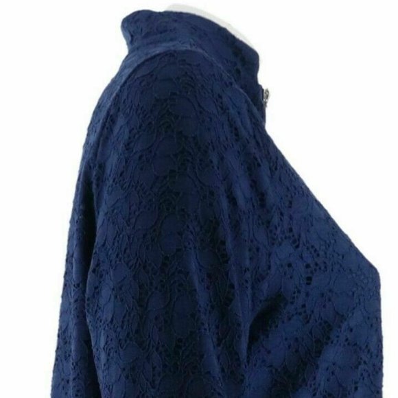 NWT‎ DENIM & CO NAVY LACE ZIP FRONT JACKET SMALL - Picture 5 of 9